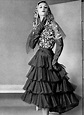 1950 Model in Balenciaga's flamenco-inspired tulle dress, the skirt is ...