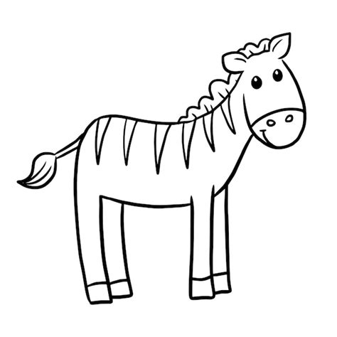 Premium Vector Zebra Cartoon Animal Cute Kawaii Doodle Coloring Page