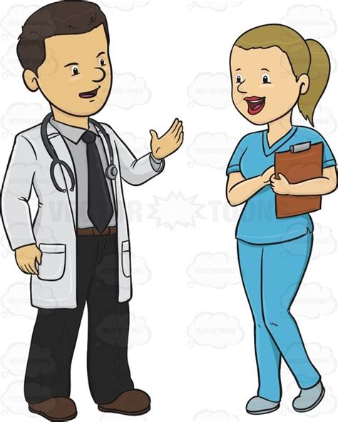 Male Doctor Speaking To A Female Nurse Nurse Drawing Male Doctor