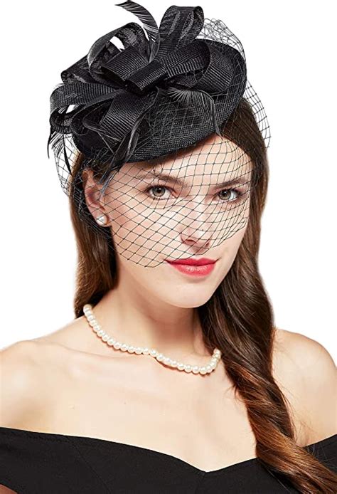babeyond women s fascinators hat hair clip pillbox hat tea party fascinator hat with veil