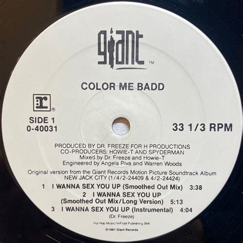 I Wanna Sex You Up Color Me Badd Vinyl7 Records