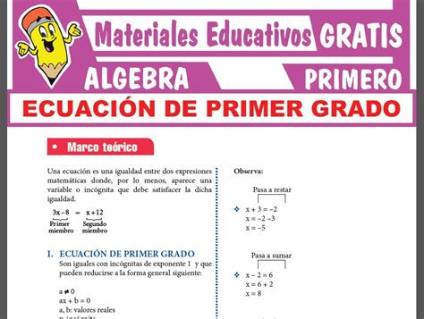 Ecuación De Primer Grado Para Primer Grado De Secundaria