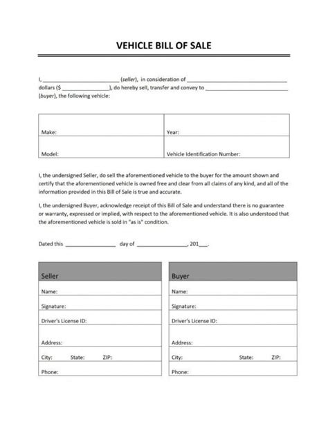 Free Recreational Vehicle Bill Of Sale Template Doc Example In 2021