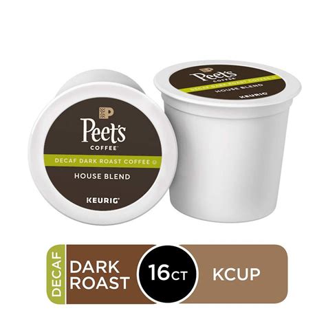 Peets Coffee Decaf House Blend Dark Roast 16 Count Single Serve K Cup