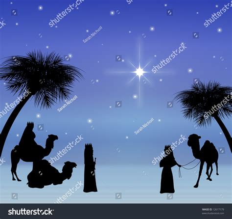 Three Wise Men Looking Star Stock Illustration 12617179