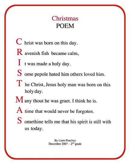 Kids Poems Christmas Christmas Acrostic Poems For Kids Christmas