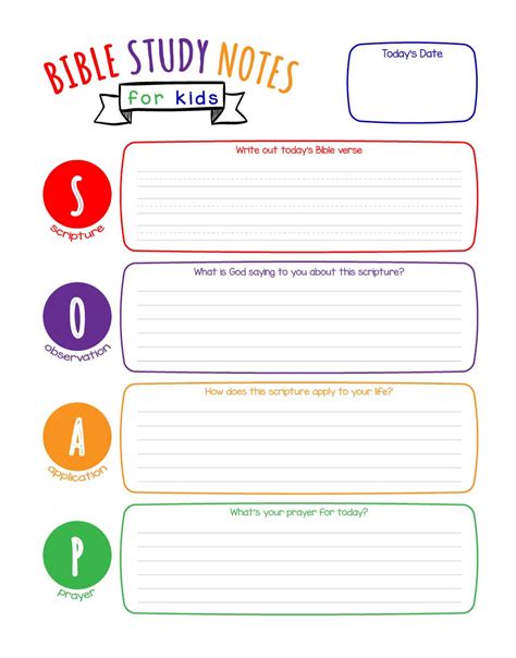 These free printable bible study lesson books can be downloaded at this site. SOAP Bible Study Notes for Kids (Printable) | Wildly ...