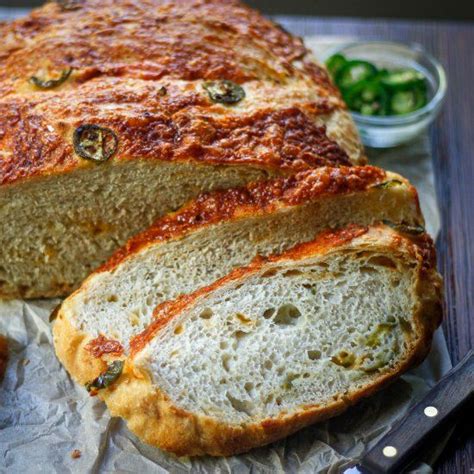 Super Easy No Knead Jalapeño Cheddar Cheese Loaf Extra Crusty Top And