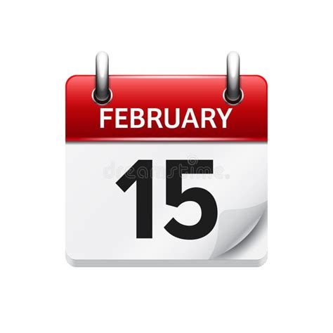 February 15 Calendar Icon Stock Vector Illustration Of Organizer