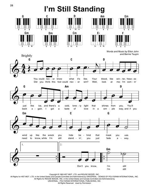 Im Still Standing Sheet Music Elton John Super Easy Piano