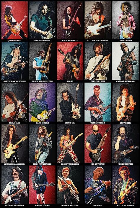Greatest Guitarists Of All Time By Taylan Soyturk Rock Band Posters