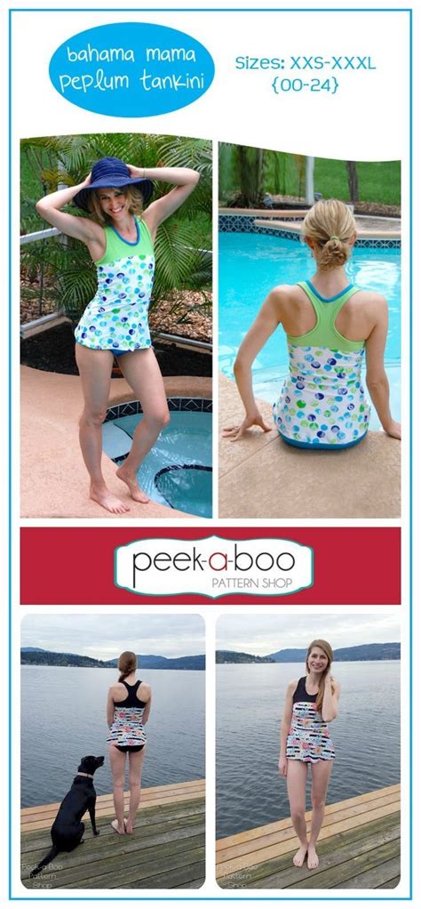 Modest Comfortable Swim Top Bahama Mama Peplum Tankini Sewing Pattern Women S Swimsuit Pat