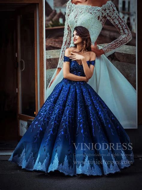 Vintage Navy Blue Quinceañera Dress Sparkling Lace Ball Gowns 66557