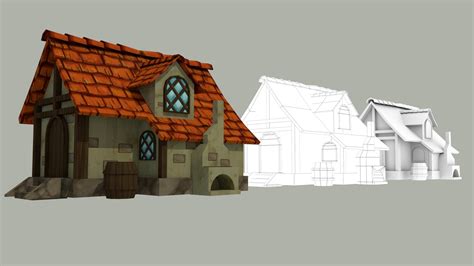 Artstation Stylized 3d Hut 3d Hand Painted Hut Low Poly Hand