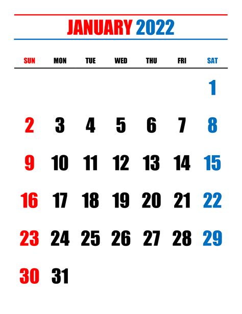 Calendar For January 2022 Free Calendarsu