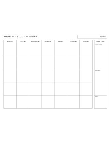 Free 9 Monthly Study Planner Samples In Psd Illustrator Indesign Pdf