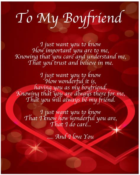 To My Boyfriend Poem Birthday Christmas Valentines Day T Present