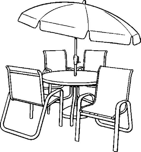 Chairs Table With Pages Coloring Pages