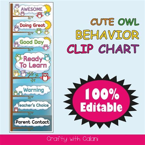 Classroom Behavior Clip Chart Owl Theme Classroom Behavior Etsy