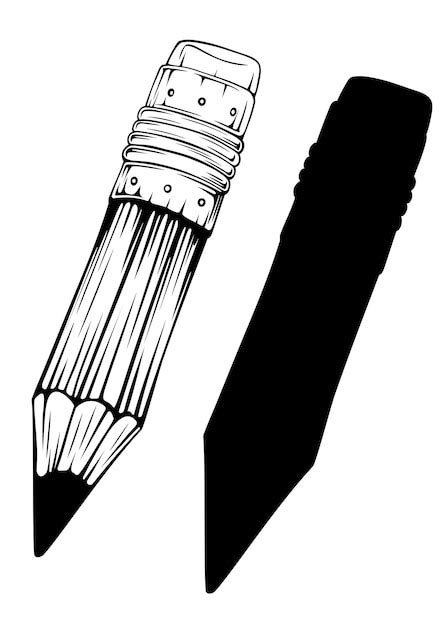 Premium Vector Vector Illustration Pencil And Silhouette