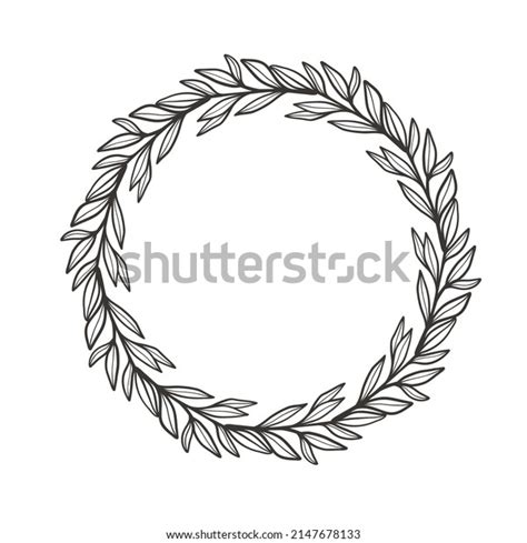 Beautiful Floral Wreath Leaves Black White Stock Vector Royalty Free 2147678133 Shutterstock