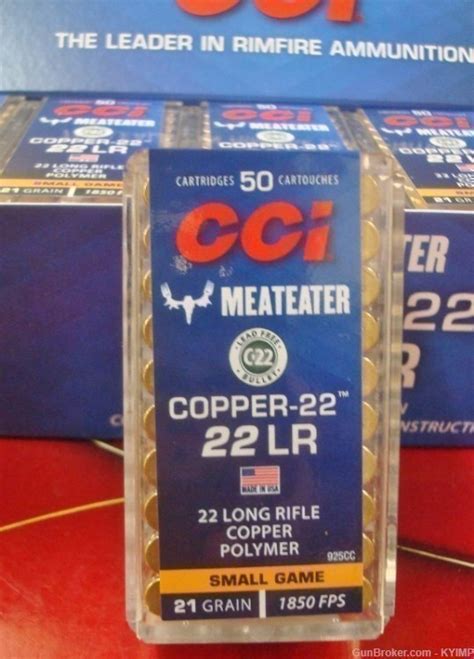 500 Cci Meat Eater 22 Lr Copper 22 Plated Solid Point 925cc 1850 Fps