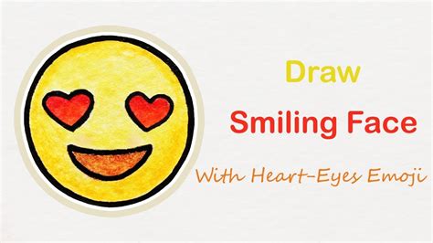 How To Draw The Smiling Face With Heart Eyes Emoji Step By Step Art