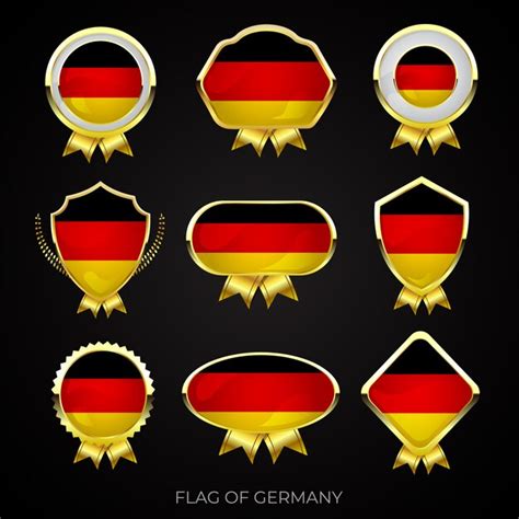 Premium Vector Collection Of Luxury Golden Flag Badges Of Germany