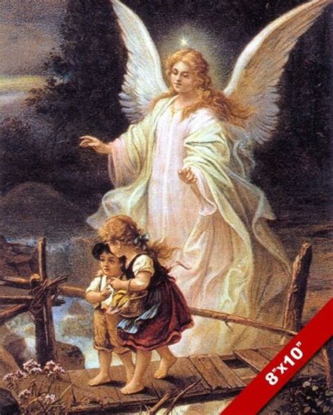 Guardian Angel Watching Over Kids Painting Bible Christian