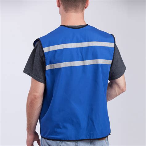 These must be blue, because blue is the only colour that doesn't occur naturally in food. Employee Safety Vest with Reflective Stripes | Edgar James Apparel