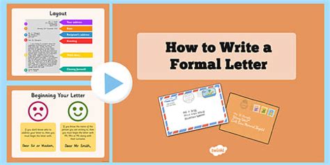 He makes and sells a special kind of shoes and business is good. How to Write a Formal Letter PowerPoint - formal letter ...