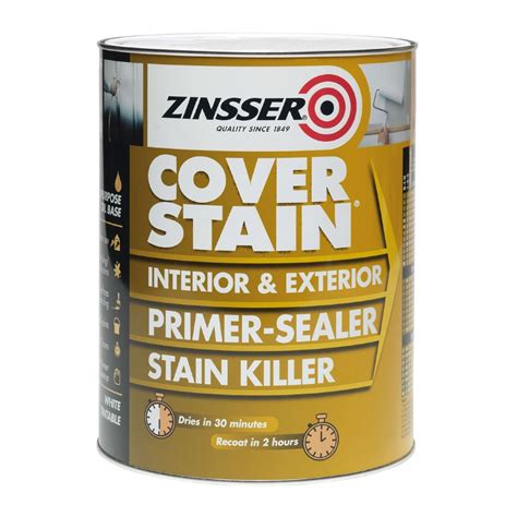 Zinsser Cover Stain Primer Sealer Paint White 1l Leyland Sdm