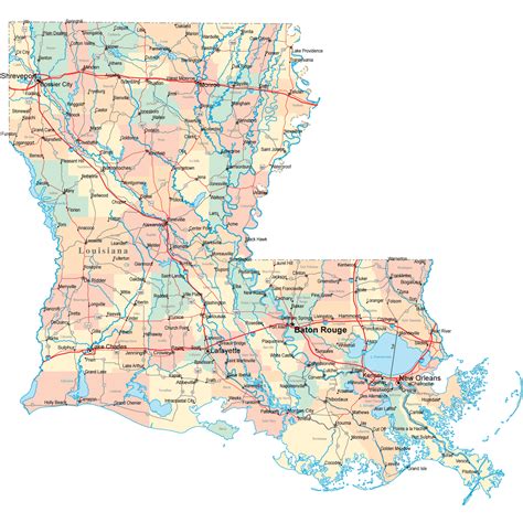 Louisiana Road Map La Road Map Louisiana Highway Map Poster