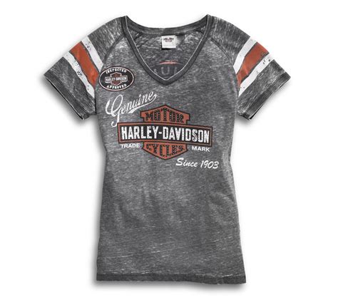 Harley Davidson Womens Genuine Oil Can Burnout Tee Shirt Grey 3w In