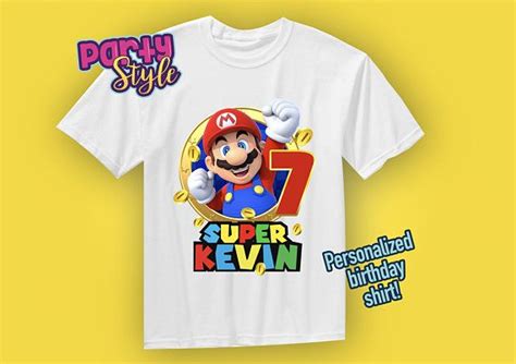 Super Mario Birthday Shirtcustom Shirtpersonalized Super Mario Shirt