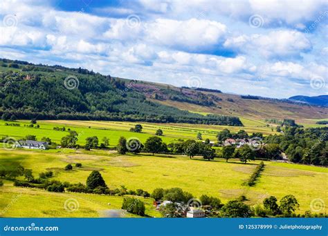 Beautiful Fields And Hills Of Scotland Stock Image Image Of