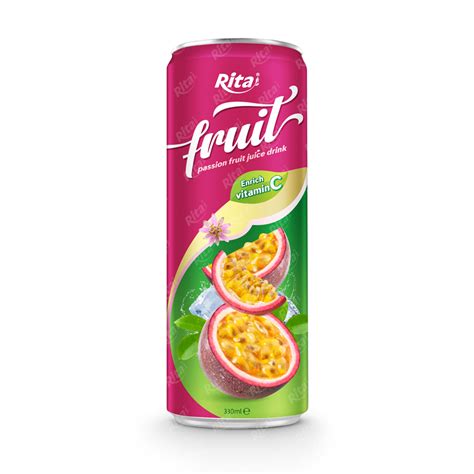 Fruit Drinks Natural Passion Fruit Juice Drink 330ml Canned