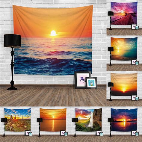 Attractive Scenery Tapestry Sunrise Sunset Shimmer Blue