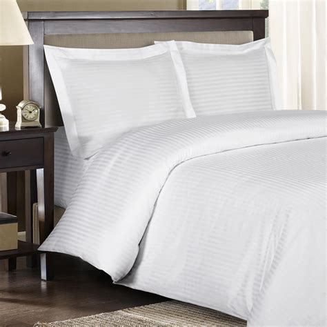 600 Thread Count Duvet Cover Set 100 Cotton Sateen Damask Striped