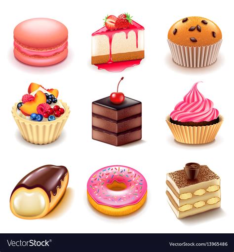 Cakes Icons Set Royalty Free Vector Image Vectorstock