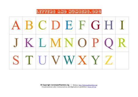 Printable A Z Letter Chart In Uppercase Letters And Numbers Org