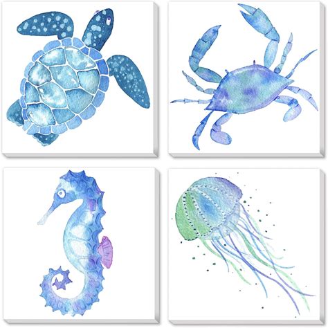 Texture Of Dreams Watercolor Sea Animals Painting On Canvas