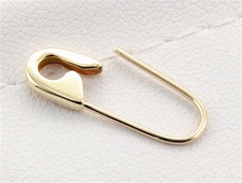 14k Yellow Gold Safety Pin Brooch Earring 34inch Etsy