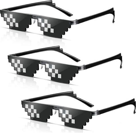 3 Pack Wholesale Thug Life 8 Bits Pixelated Meme Party Sunglasses