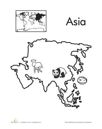 600 x 452 file type: Color the Continents: Asia | Coloring pages, Asia map ...