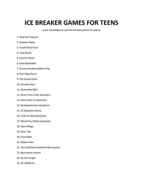 Funny Icebreaker Games For Teens