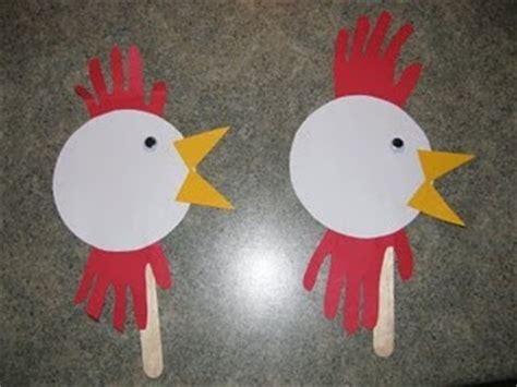 This link takes you to 35 fun animal crafts. See what we did today: Hand print Rooster Puppet