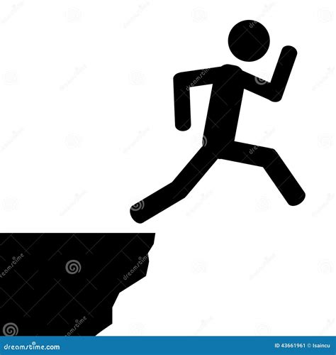 Jump From Cliff Stock Vector Illustration Of Black Isolated 43661961