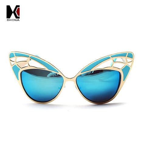 Shauna Oversize Stylish Butterfly Exaggeration Women Cat Eye Sunglasses Retro Ladies Gold M