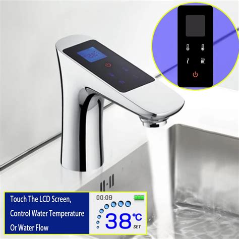 Touch Screen Basin Faucet Control Temperature Flow Modern Chrome